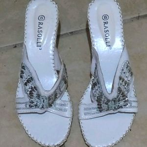 Women's Faux Leather White Sandals